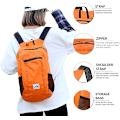 Miniatyrbild 5 av 5: Vandringsryggsäck, ultralätt vattentät hopfällbar sport lätt ryggsäck, lämplig för utomhuscamping picknick vandring, orange orange