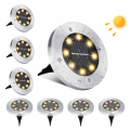 Miniatyrbillede 1 af 5: Solcellelamper til Udendørs Have, 8 LED Udendørs Solcelle Spotlights Vandtæt IP65 Rustfrit Stål Indbygget Solcellelampe Varm Hvid 8 Stykker