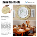 Pikkukuva 4 / 5: Beige punotut pyöreät tabletit, 6 kpl, lämmönkestävät pestävät tabletit keittiöön, 38 cm, kulta Gold