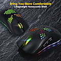 Miniatyrbilde 2 av 5: Trådløs Gaming Mus, Datamus med Honeycomb-skall, 11 RGB Bakgrunnsbelyst, 3400 DPI, 6 Programmerte Knapper, USB-mottaker, Trådløs Mus for PC/Mac/Laptop