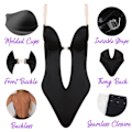 Miniatyrbilde 4 av 5: Kvinners Ryggløse Formerende Bodysuit Shapewear BH Kroppformer Deep V-Hals Klar Stropp Magekontroll Undertøy Sømløse Bodysuits for Lav Ryggkjole, XL