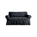 Miniatyrbilde 1 av 5: Loveseat Trekk 1 Del for 2-Pute Sofasofa med Skjørt, Slitesterk Vaskbar, Enkel Passform Universal Møbelbeskytter (2-seters, Svart)