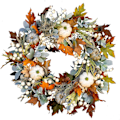 Miniatyrbild 1 av 3: 18\" Thanksgiving Halloween Dörrkrans för Framdörr, Höstsimuleringskrans, Konstgjord Krans med Pumpa, Lönnlöv, Tallkottebär för Upphängning