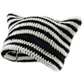 Miniatyrbillede 1 af 3: Katte Beanie Hæklet Hatte med Ører Strikket Stribet Vinter Varmt Elastisk Kasket, Sort og Hvid Black and White