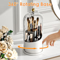 Miniatyrbild 3 av 5: Sminkborsthållare med Lock, 360° Roterande Genomskinlig Dammtät Sminkborstorganisatör (Transparent) white