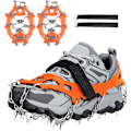 Pikkukuva 1 / 6: 19 Piikkiset jääraudat, liukueste lumikenkien päälle, kevyet ruostumattomasta teräksestä valmistetut liukuesteet kenkiin ja saappaisiin, jääpiikit, XL Orange XL