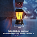 Miniatyrbillede 3 af 5: Solcellelampe til Camping, Genopladelig Retro Lanterne Dæmpbar Lampe med Flamme, Vandtæt Bærbar Udendørs Lampe til Have, Gård, Indendørs Udendørs Dekoration