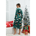 Miniatyrbilde 4 av 5: Santa Claus Flanell Morgenkåpe Nattkjole Loungewear for Kvinner Green L