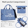 Miniatyrbillede 4 af 5: Canvas tasker til kvinder, afslappet canvas crossbody taske med lynlås, dobbelte skulderstropper, canvas skuldertasker til skole, shopping, arbejde, rejser