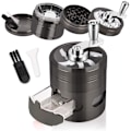 Miniatyrbilde 1 av 5: Håndsveiv Urte grinder, 2,5 tommer Krydderkvern med Håndtak og Magnetisk Lokk, 4 Deler Sink Legering Kvern med Skuff og Pollen Samler