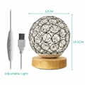 Miniatyrbillede 2 af 5: Krystal USB Bordlampe Sølv Krystal Kugle med Træbase Natbordlampe Dæmpbar Natlys til Soveværelse, Stue, Kontor, Bedste Gave