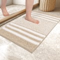 Pikkukuva 2 / 5: Kylpyhuoneen matto, erittäin pehmeä ja imukykyinen pörröinen raidallinen chenille, liukumaton nukkapohjainen kylpyhuonematto, konepestävä (Khaki, 40 x 60 cm) khaki 40*60