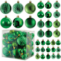 Miniatyrbilde 1 av 5: Grønne 36-delte knusesikre julekulepynt - De perfekte glitterkulene, juletrepynt, juledekorasjoner. green