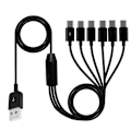 Miniatyrbilde 1 av 5: USB2.0 Type A Hann til 6 Type-C UsbC Hann Y Splitter Data Synkronisering og Ladekabel Adapter 1.5m