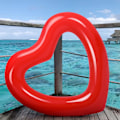 Miniatyrbild 5 av 5: Uppblåsbara Badringar, 120 x 100 cm Hjärtformad Pool Float Loungers Tub, Vattenlek Strandfest Leksaker för Barn, Vuxna