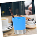 Miniatyrbild 3 av 5: Halm Hink Dispenser Plast Organizer Box Drickshalm Dispenser Köksredskap Sked Gaffelhållare Rostfritt Stål Blå blue