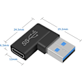 Miniatyrbillede 5 af 5: 10 Gbps vinkelret USB 3.0 han til USB C hun adapter, 90 graders USB 3.1 Gen2 USB C til USB 3.0 adapter til PC, bærbar computer, mobiltelefon