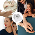 Miniatyrbild 5 av 5: 2 st Små Presentaskar för Smycken Vit Kvadratisk Pappersask för Smycken Halsband Presenter med Lock Presentaskar med Grå Rosett för Bröllop Jul