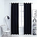 Miniatyrbillede 2 af 5: Mørklægningsgardiner med ringe, 2 stk. sorte 137x241 cm, Velour