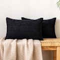 Miniatyrbillede 1 af 5: Corduroy Granule Pudebetræk Dekorative Pudebetræk Aflange Bløde Pellets Solid Pudebetræk til Sofa Soveværelse 12x20 Tommer 10#Black