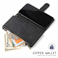 Miniatyrbillede 4 af 5: Wallet Case til iPhone 11, Håndtaske med Lynlåslomme, Støttefod, Kortholder Slots med Håndledsrem TPU Stødsikkert Flip Cover til iPhone 11 - Sort