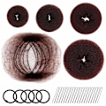 Miniatyrbild 1 av 5: Hår Donut Bun Maker, Flickors Hårstyling Set med 20 Osynliga Hårnät för Bun, 5 stycken Håregummin, 20 stycken Hårsnoddar, Brun