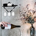 Miniatyrbild 5 av 5: Väggmonterat Vinställ med Glashållare, Vikbart Väggmonterat Vinställ Organizer, Vinflaskställ för Hem Kök Bar Dekor