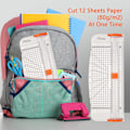 Miniatyrbilde 5 av 5: Papirkutter, Bærbar Papirkutter, 12 Tommers Papirkutter, Scrapbooking-verktøy med Automatisk Sikkerhetsbeskyttelse og Sidelinjal (Hvit)
