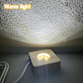 Miniatyrbilde 1 av 5: Lysende trelampestativ, firkantet avrundet krystall USB varmlys lampestativ, LED lysdisplay base glass harpiks kunst ornament tre nattlampe 60mm