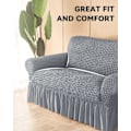 Miniatyrbillede 4 af 5: Loveseat Betræk 1 Del til 2-Pude Sofa med Skørt, Holdbar Vaskbar, Nem Pasform Universal Møbelbeskytter (2-Sæders, Grå)