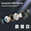 Pikkukuva 3 / 5: Langattomat nappikuulokkeet, Stereo Sport Bluetooth 5.3 -kuulokkeet korvakoukuilla, melunvaimennus, IP7 vedenpitävät kuulokkeet sisäänrakennetulla mikrofonilla juoksuun