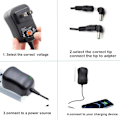Pikkukuva 3 / 5: 30W Universaali AC/DC-adapteri 6 valinnaisella adapteripäällä 3 V - 12 V kodin elektroniikalle, kuten CCTV, IP-kamera, kaiutin, reititin [2000mA Max]