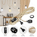 Miniatyrbilde 3 av 5: 4,5 m 2-leder elektrisk kabel i lin, med E27-sokkel og bryter, for DIY-lampe (uten pære)