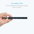 Miniatyrbilde 5 av 5: 4-ports USB 3.0 Ultra Slim Data Hub for Macbook, Mac Pro/mini, iMac, Surface Pro, XPS, Bærbar PC, USB-minnepinner, Mobile HDD og mer 20cm