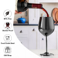 Miniatyrbild 3 av 5: Svart Vinglasset, 4-pack, 550 ml Oslåeligt Svart Goblet, Vinglas i Rostfritt Stål, Unikt och Bärbart Vinglas i Metall Black