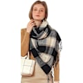 Miniatyrbillede 3 af 6: Vinter Tartan Tørklæde til Kvinder, Cashmere-lignende Tørklæder, Lange Varme Slå-om, Pashmina Kvast-sjal, Stola, Valentinsdagsgaver, Tørklæder, Julegave Blue Gray