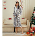 Miniatyrbilde 1 av 5: Santa Claus Flanell Morgenkåpe Nattkjole Loungewear for Kvinner Gray penguin XL