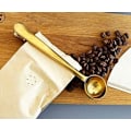 Miniatyrbilde 4 av 5: 2 stk. Kaffeskje med poseklype, 2 i 1 Måleskje for kaffe i rustfritt stål, forsegler for kaffebønner og melkepulver (Sølv + Gull)