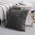 Miniatyrbilde 2 av 6: Pakkedekorative putetrekk 45x45 cm med dusker for sofa, seng, stue, bondegård Boho hjemmeinnredning Gray