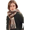 Miniatyrbillede 3 af 6: Vinter Tartan Tørklæde til Kvinder, Cashmere-lignende Tørklæder, Lange Varme Slå-om, Pashmina Kvast-sjal, Stola, Valentinsdagsgaver, Tørklæder, Julegave Drak Khaki