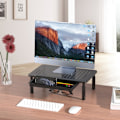 Miniatyrbillede 2 af 3: Monitorstativ med skuffe, højdejusterbar pc-skærmstander til skrivebord med netplatform til bærbar computer, computer