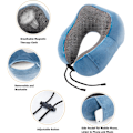 Miniatyrbillede 4 af 4: Rejsepude Memory Foam Blød Komfort og Støtte Rejse, U-formet pude til at sove med opbevaringspose til fly, bil, kontor, hjem osv. (Blå) Peacock Blue
