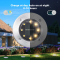 Miniatyrbillede 2 af 5: Solcellelamper til Udendørs Have, 8 LED Udendørs Solcelle Spotlights Vandtæt IP65 Rustfrit Stål Indbygget Solcellelampe Varm Hvid 8 Stykker