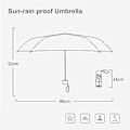 Pikkukuva 5 / 5: Taitettava matkavarjo, pieni kompakti sateenvarjo auringolta ja tuulelta suojaava UV-sateenvarjo vetoketjullisella kotelolla naisille ja tytöille. Niilinvihreä Nile green
