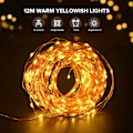 Miniatyrbild 3 av 5: Lysslingor, 100 st 10M LED-lysslingor, IP65 Vattentäta Lysslingor, 8 Lägen, Batteridrivna LED-lysslingor (Varmvitt)
