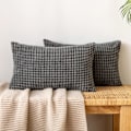 Miniatyrbillede 1 af 6: Corduroy Granule Pudebetræk Dekorative Pudebetræk Aflange Bløde Pellets Solid Pudebetræk til Sofa Soveværelse 12x20 Tommer 8#Grey