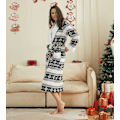 Miniatyrbild 4 av 5: Dam Jultomte Flanelltryck Badrock Nattlinne Loungewear Black snowflake M