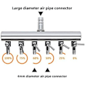 Miniatyrbilde 5 av 5: Luftfordeler for akvarium i rustfritt stål, luftkontrollventil for akvarium, oksygendistributør for akvarium, tilbehør til luftpumpe (6-veis)