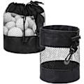 Miniatyrbillede 1 af 5: 2 stk. Golfboldposer, Nylon Mesh Golfboldpose, med Snørepose til Golfbolde, Golfopbevaring Snøre Meshposer (Sort)