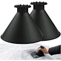Pikkukuva 1 / 6: Taianomaiset Jääkaapimet Auton Tuulilasiin - 2 Pakkausta Cone Magic Auton Jääkaapimia Suppilolla, Pyöreä Lumikaapimi Joululahjaksi Black